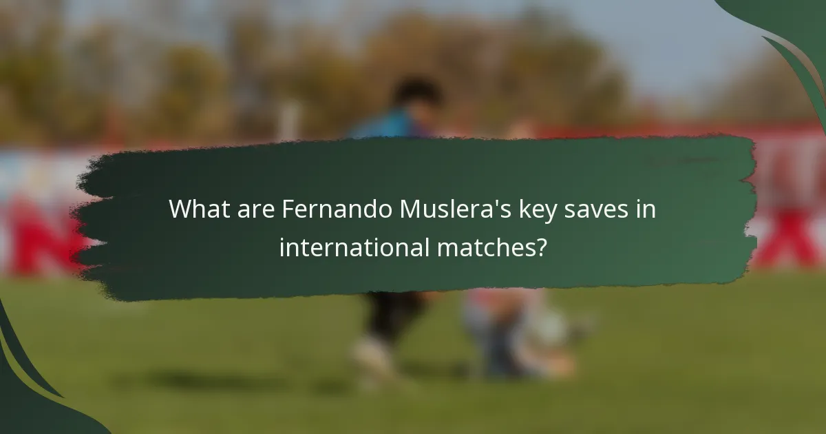 What are Fernando Muslera's key saves in international matches?